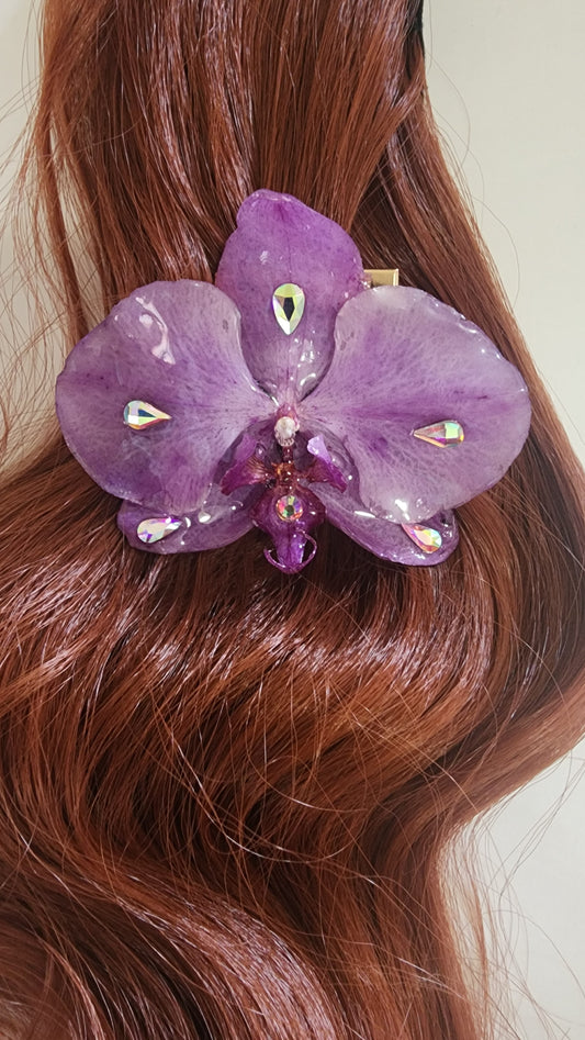 CLIP DE ORQUIDEA NATURAL (GLITTER)