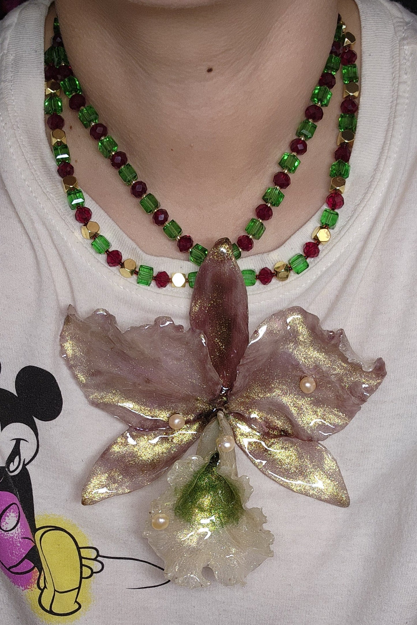 COLLAR DE ORQUIDEA NATURAL (Christmas)