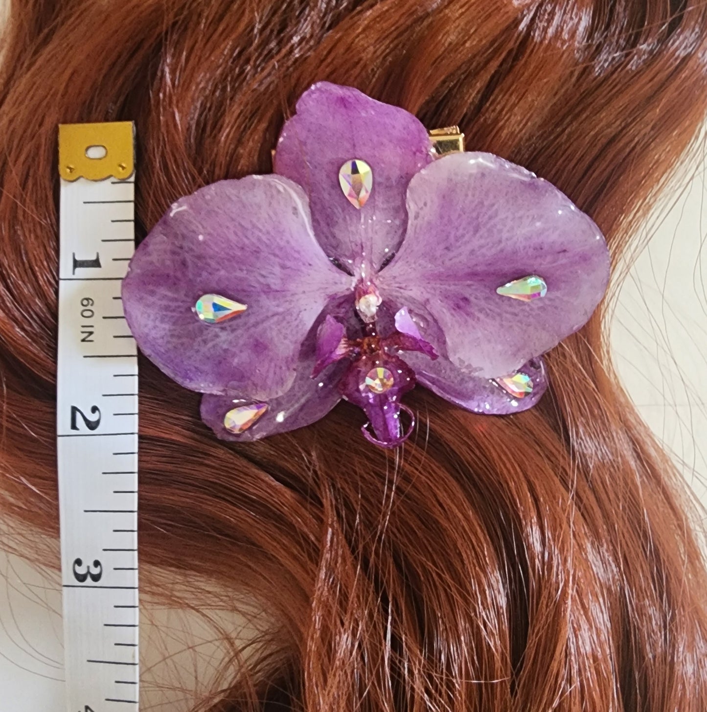 CLIP DE ORQUIDEA NATURAL (GLITTER)