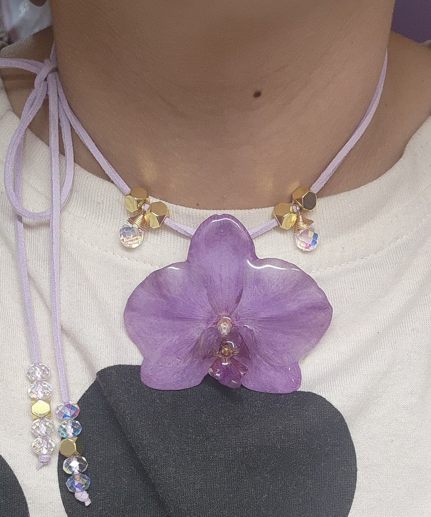 Choker de Orquidea natural (Diamond)