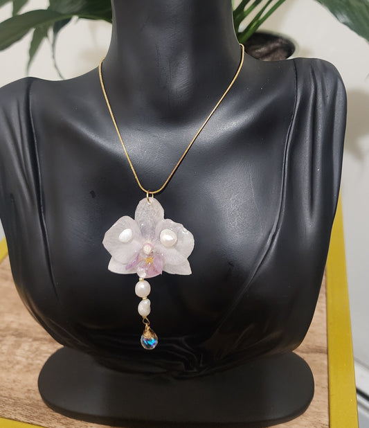 Collar de mini orquidea natural (princess)