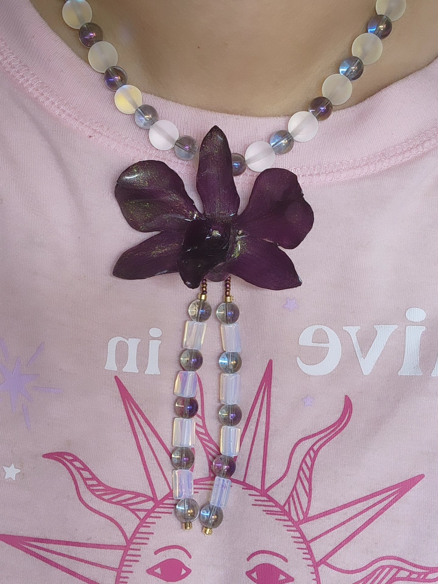 Collar de orquidea natural (moon)