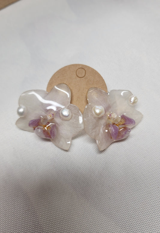 PENDIENTES DE MINI ORQUIDEA (snow)
