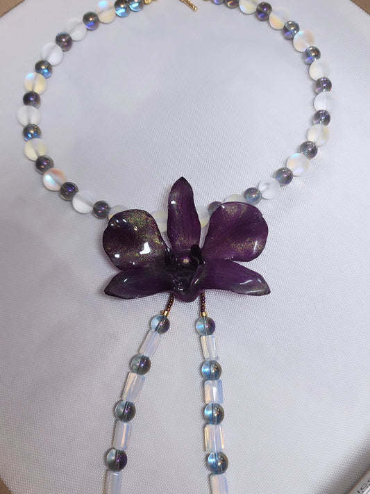 Collar de orquidea natural (moon)