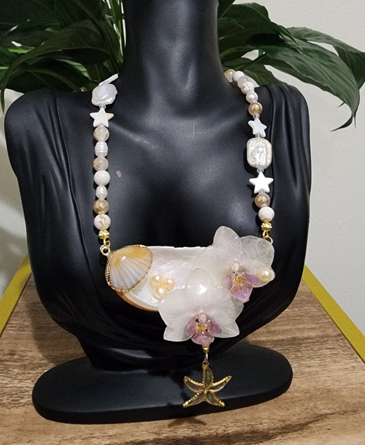 Collar de orquidea natural encapsulada (tropical)