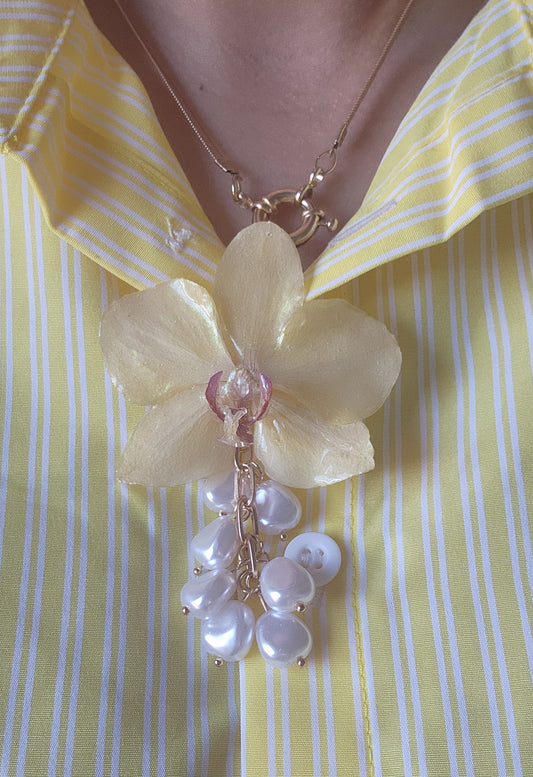 COLLAR DE ORQUIDEA NATURAL ENCAPSULADA.