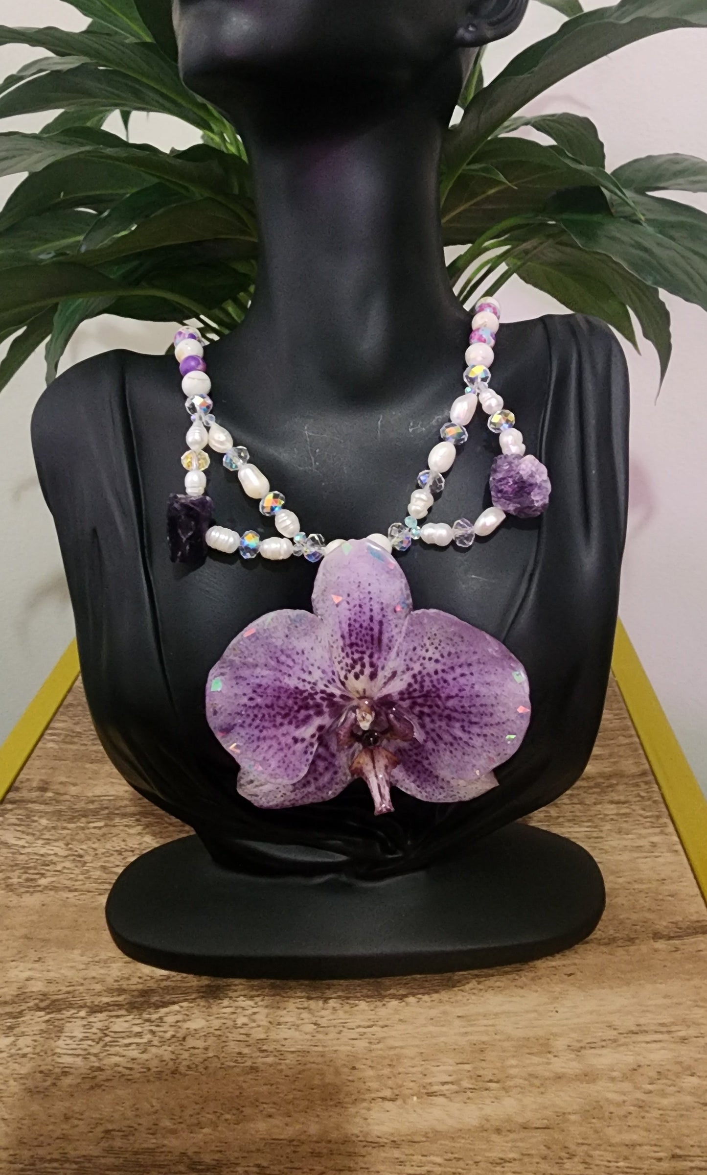 Collar de orquidea natural (sunrise)