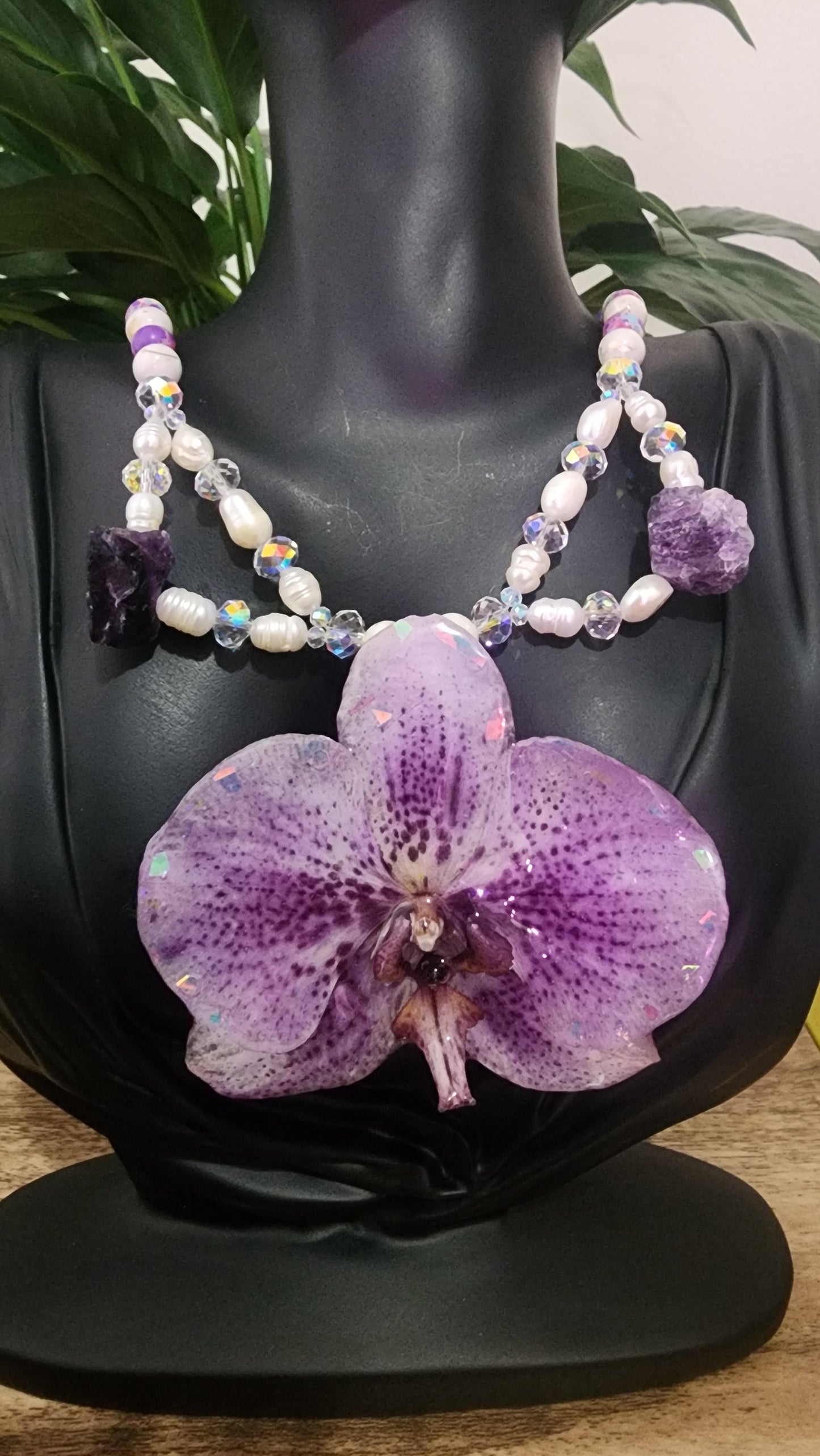 Collar de orquidea natural (sunrise)