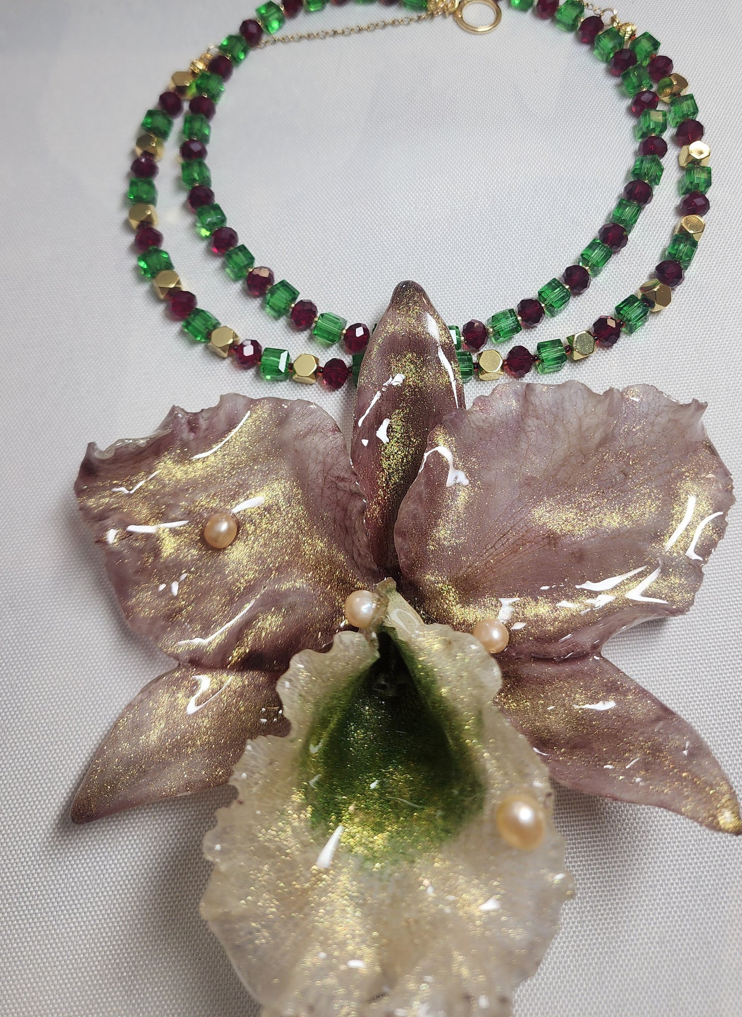 COLLAR DE ORQUIDEA NATURAL  (Christmas)