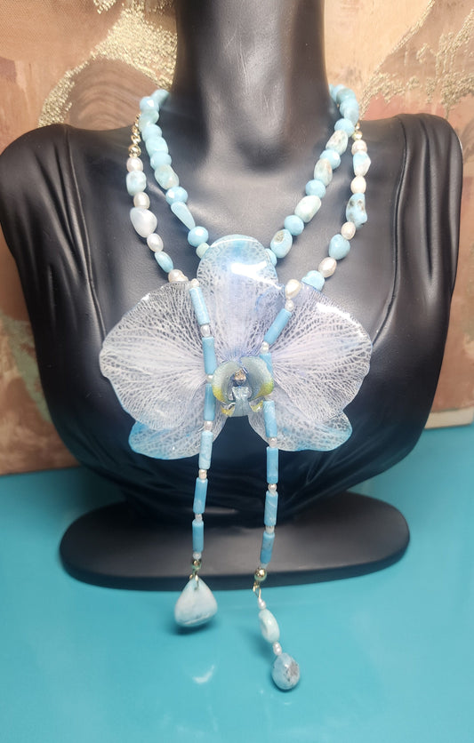 COLLAR DE ORQUIDEA NATURAL  (CRISTAL)