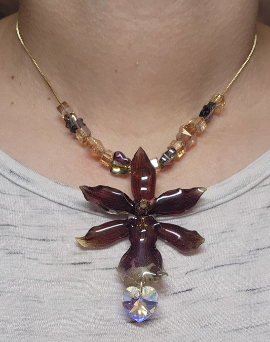 CHOKER DE ORQUIDEA NATURAL (CRISTAL)