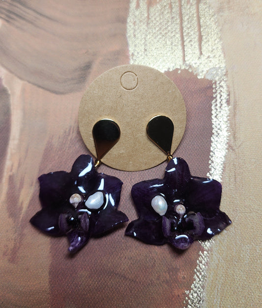 Pendientes de mini orquidea (nigth)