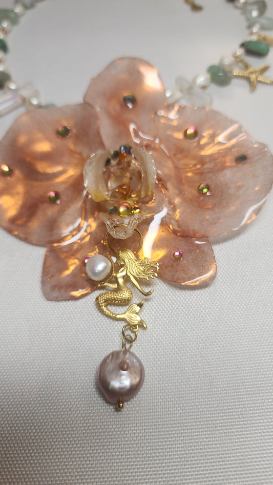 COLLAR DE ORQUIDEA NATURAL  (mermaid)