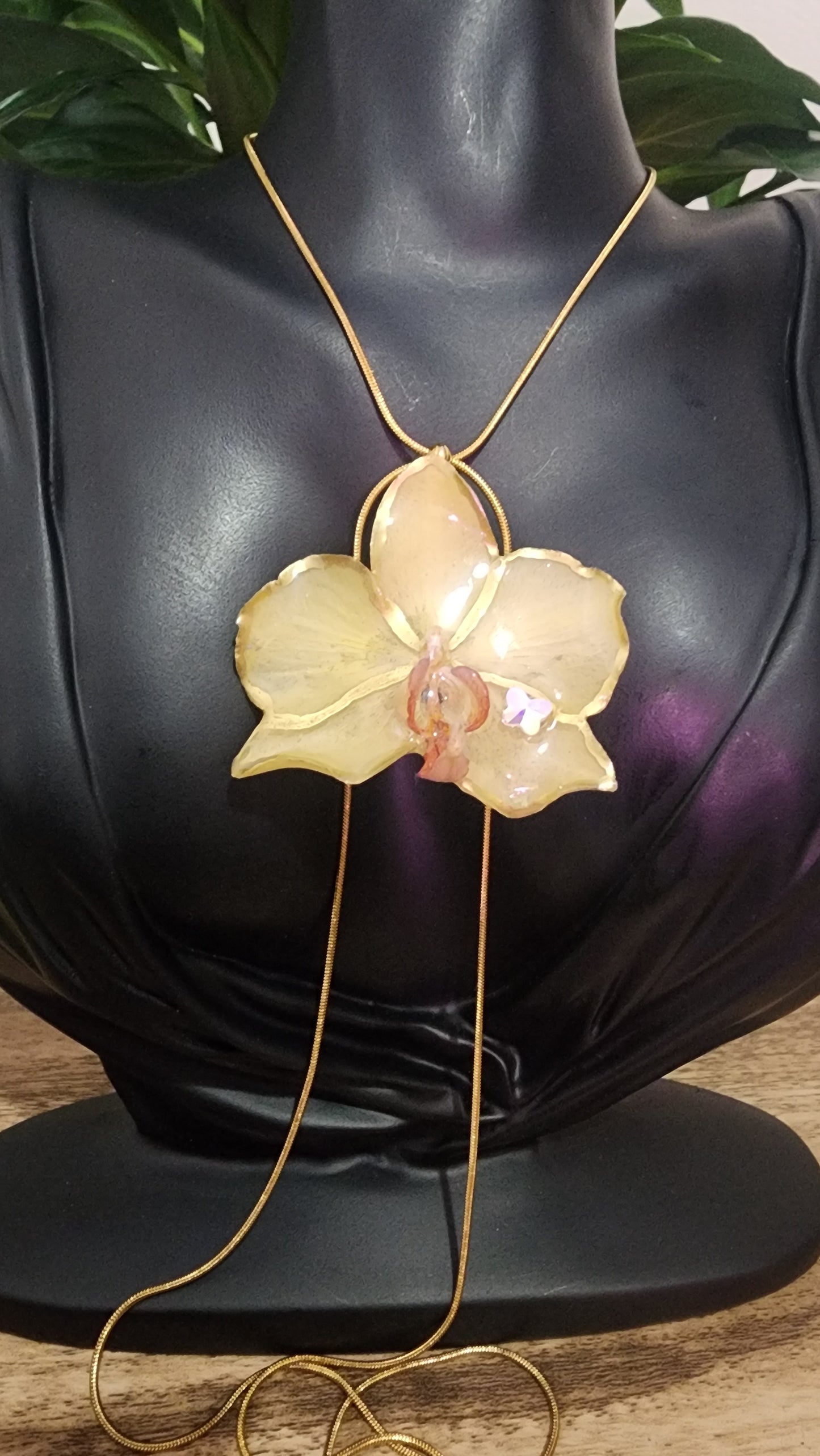 Collar de orquidea natural    (glass butterfly)