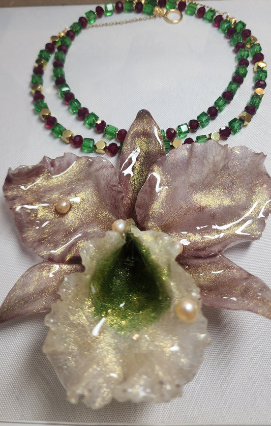 COLLAR DE ORQUIDEA NATURAL  (Christmas)