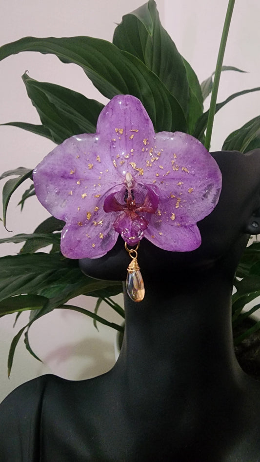 BROCHE DE ORQUIDEA NATURAL (GOLD)